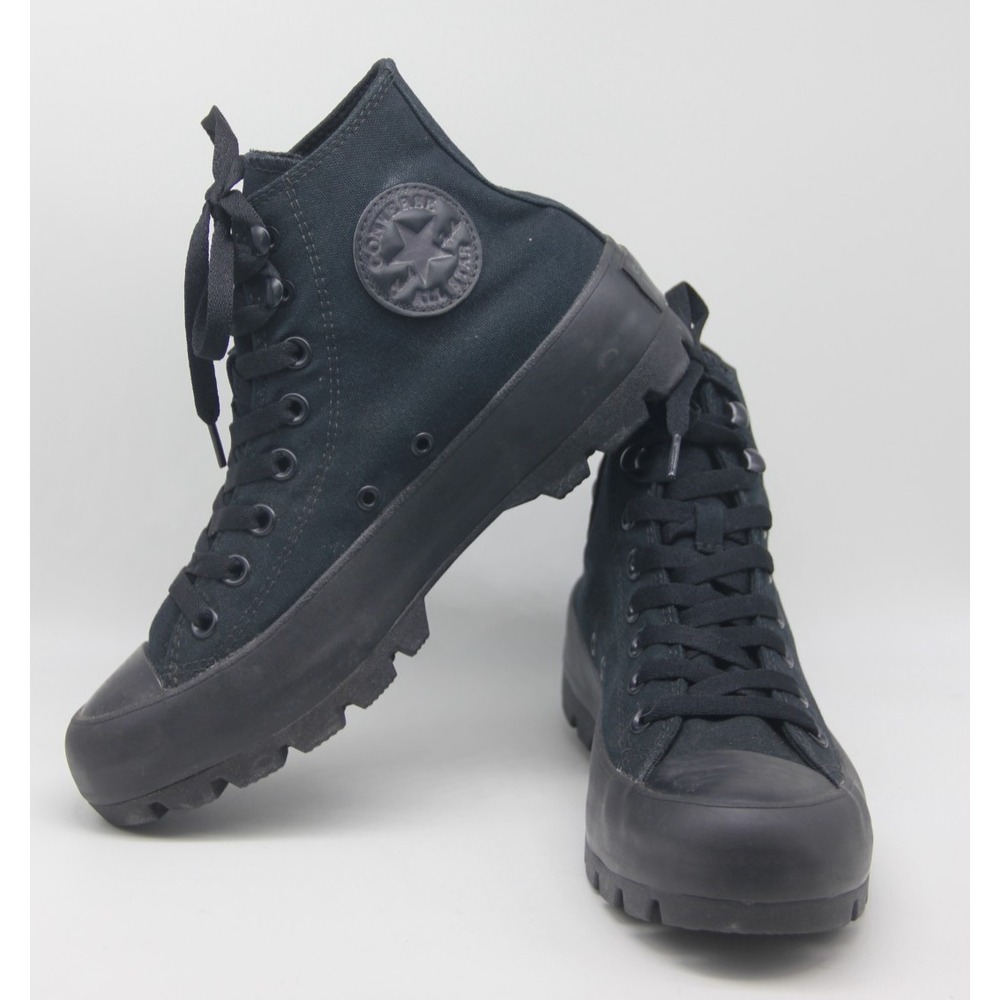 Converse Womens 8.5 Chuck Taylor All Star Lugged High Triple Black Monochrome